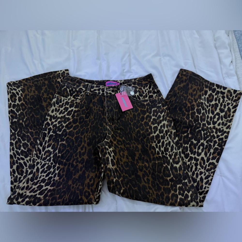 Edikted Animal Print Denim Shorts